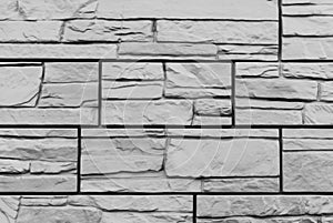 Modern brick wall. Pattern of decorative stone wall background. Surface white wall texture