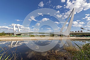 Modern Bridge architecture with cloudy sky