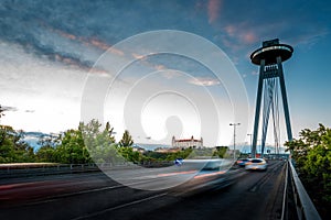 Modern bridge in Bratislava city