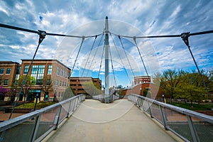 Modern bridge at Carroll Creek Linear Park, in Frederick, Maryla