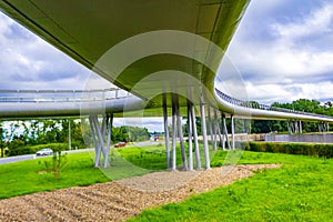 Modern bridge at Expresweg motorway N31 road near Bruges Belgium