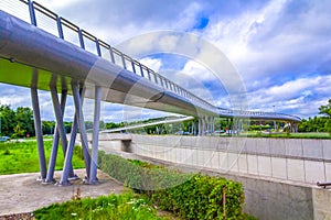 Modern bridge at Expresweg motorway N31 road near Bruges Belgium