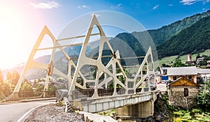 Modern bridge in Mestia, Georgia