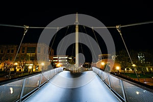 Modern bridge over Carroll Creek at night, at Carroll Creek Line