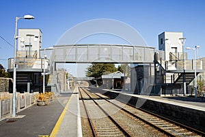 Modern bridge over the railway with turnstile