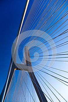 Modern bridge, saturated landmark view