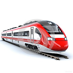 Modern Bright Fast Train, Isolated on White Background. Generative ai