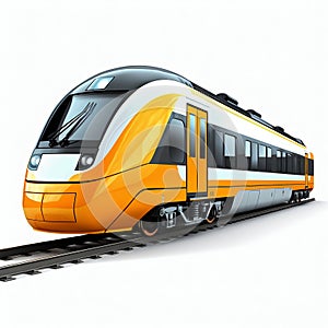 Modern Bright Fast Train, Isolated on White Background. Generative ai