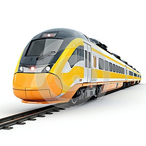 Modern Bright Fast Train, Isolated on White Background. Generative ai