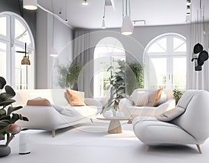 modern bright interior. 3 d rendering