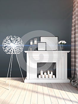 Modern bright interior . 3D render