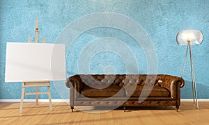 Modern bright interior . 3D rendering