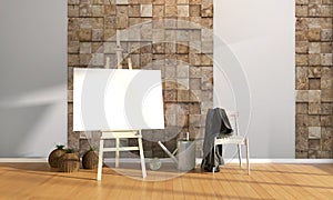 Modern bright interior . 3D rendering