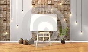 Modern bright interior . 3D rendering