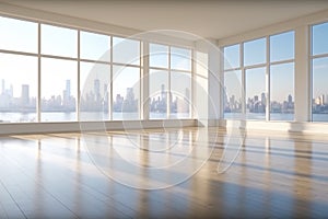 Modern bright interiors empty apartment 3D rendering illustration