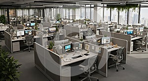Modern Open Office Space, Cubicles, Workplace Interior Design