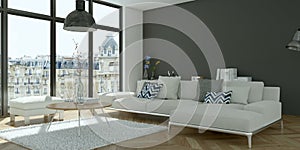Modern bright skandinavian flat interior design photo