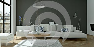 Modern bright skandinavian flat interior design photo