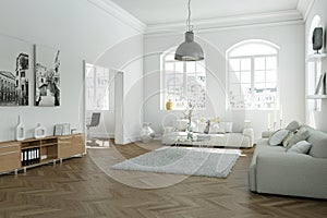 Modern bright skandinavian interior design living room photo