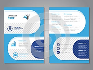 Modern brochure, abstract flyer, simple design with rounded shapes. Layout template. Aspect Ratio for A4 size. Poster of blue, dar