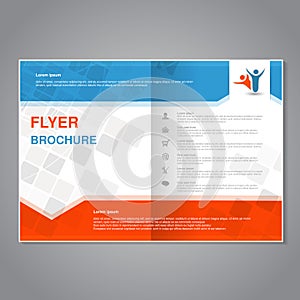 Modern brochure, abstract flyer with simple modern design. Aspect Ratio for A4 size. Poster of blue, grey, white and orange