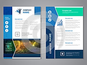 Modern brochure with arrow design, abstract flyer with technology background. Layout template. Aspect Ratio for A4 size. Poster of