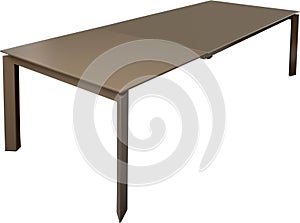 Modern brown dinning table. Modern designer, Sliding table isolated on white background. Series of furniture.