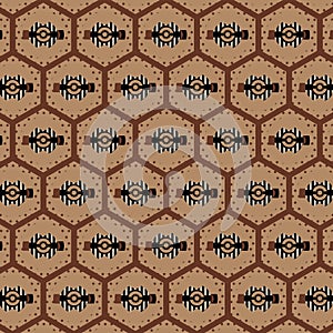 Modern brown monochromic seamless geometric decorated hexagonal pattern