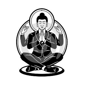 Modern buddha yoga blacksuit vector logo photo