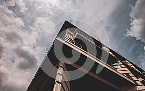 Modern Building in Berlin, with Dramatic Blue Sky
