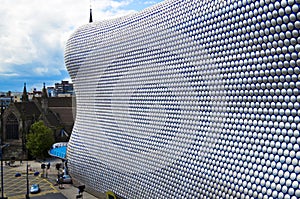 Modern building of the bull ring shopping center in Birmingham, UK