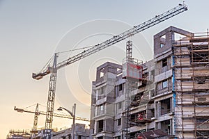 Modern building constraction site works.