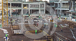 Modern building constraction site works.