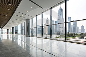 Modern building with empty floor and skyline
