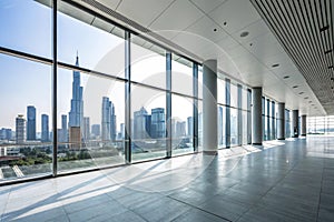 Modern building with empty floor and skyline