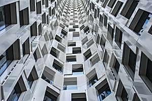 Modern building exterior in black and white