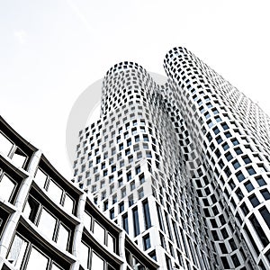 Modern building exterior in black and white