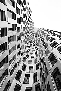 Modern building exterior in black and white