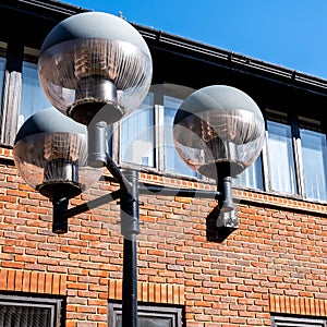 Modern Building Exterior With Street Lighting Or Lamps And No People