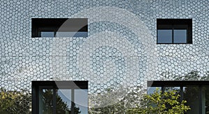 Modern building facade with geometric pattern