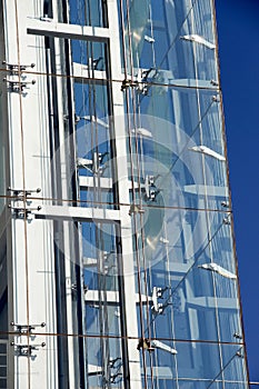 Modern building facade, glass and steel