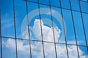 Modern building Glass facade with Sky reflection Architecture details