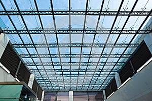 Modern building glass roof structure construction site
