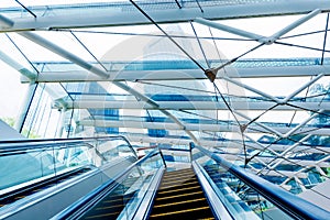 Modern building interior and escalators