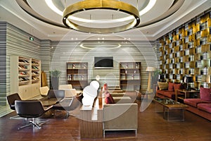 Modern building lobby lounge