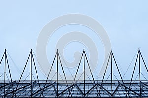 Modern building made from symmetrical triangles