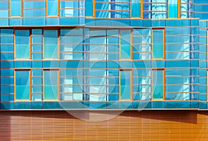 Modern building mirror facade in blue tone