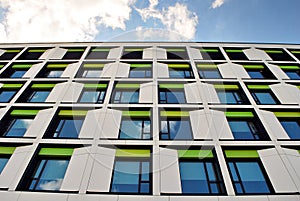 Modern building. Modern office building with facade of glass.