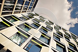 Modern building.Modern office building with facade of glass