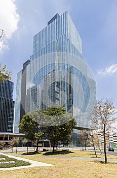 Modern building in Santa Fe financial district in Mexico City photo